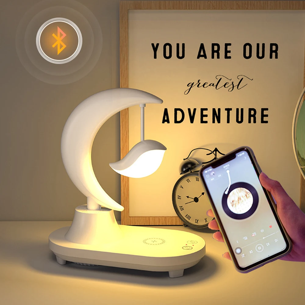 

HHHOME Bluetooth аудио светодиодная атмосфера семь цветов умный дизайн креативная Беспроводная зарядка ночник лампа для украшения дома