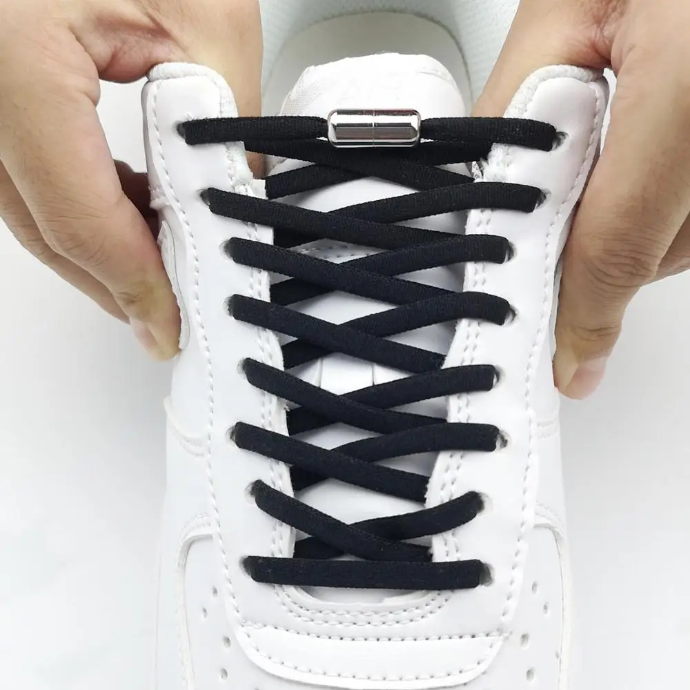 

New Version Elastic No Tie Shoelaces Metal Lock Shoe Laces For Kids Adult Sneakers Quick Shoelaces Semicircle Shoestrings