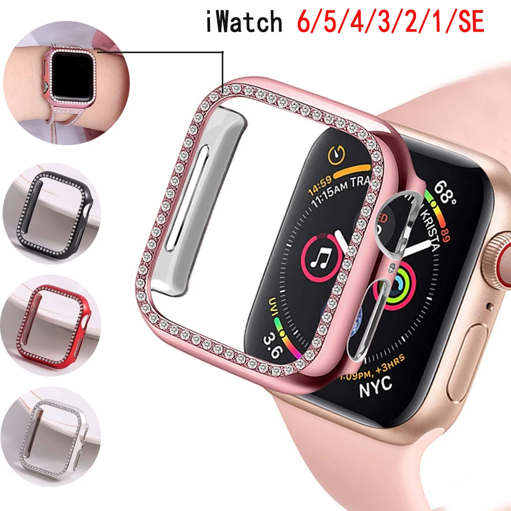 

Diamond Cover For Apple watch Case 44mm 40mm iWatch 42mm 38mm bumper Protector for Apple watch series 6 5 4 3 2 1 SE Accessories