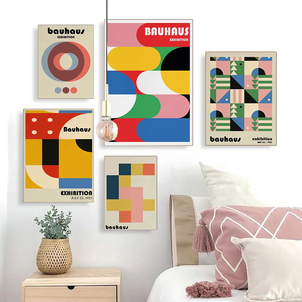 

Bauhaus Exhibition Unique Geometric Posters Minimalist Art Canvas Prints Abstract Paintings Living Room Murals Home Decoration