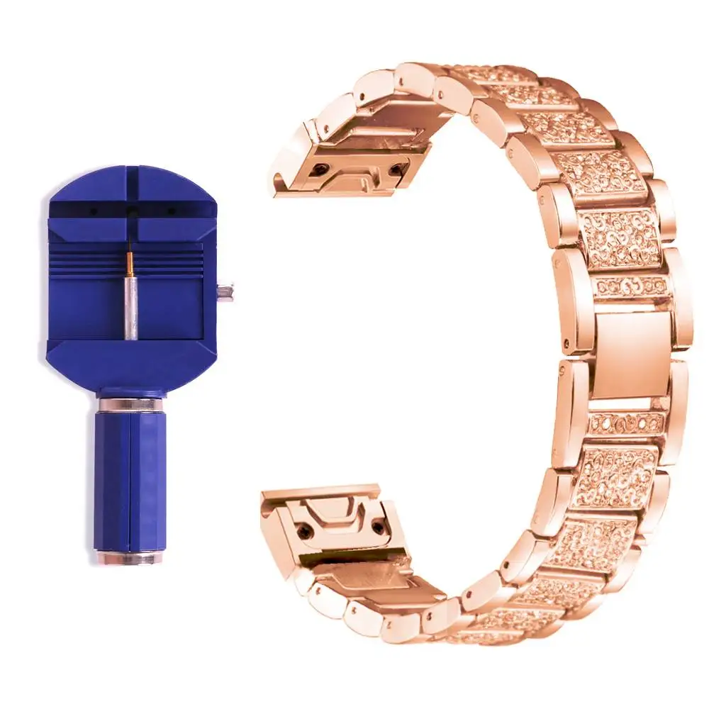 Rose 3-Point Bling YOOSIDE Fenix 6S Quick Fit Женский браслет 20 мм Кристалл Bling часы из металлического сплава ремешок для Garmin Fenix 5s/5s Plus - Цвет: Rose 3-Point Bling