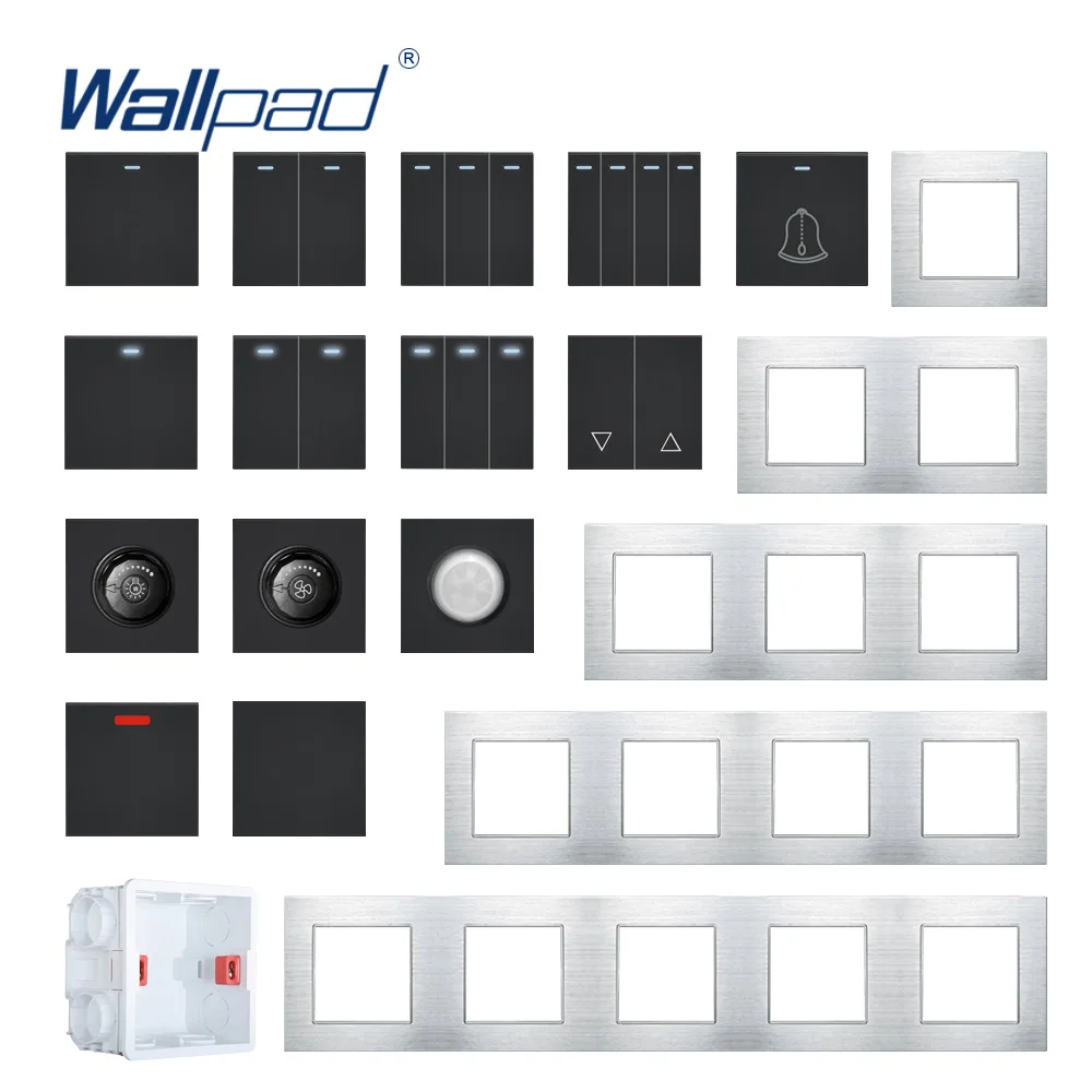 

Wallpad Silver Aluminum Panel Wall Light Switch Function Key Only DIY Free Combination 52*52mm 1 2 3 4 5 Multiple Frame