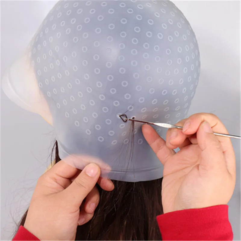 

3sets Hair Dying Tools Reusable Hair Colouring Highlighting Dye Cap With Hooks Frosting Tipping Color Styling Professional Tool