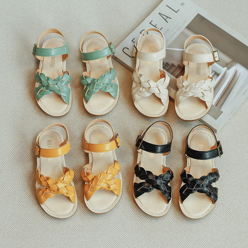 

2021 Summer Princess Sandals For Girls Children Spring Shoes Solid Color Children Casual Rubber Sole Shoes Solid Color Flat