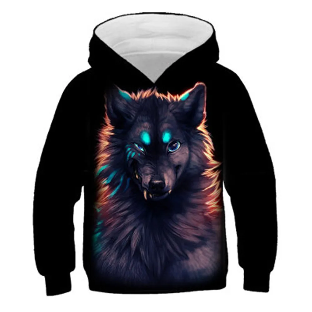 Boys Girls Harajuku Animal 3D Hoodies Children Lovely Tiger Cat Lion Galaxy Wolf Print Pullover Kids Hoody Sweatshirts Tops |