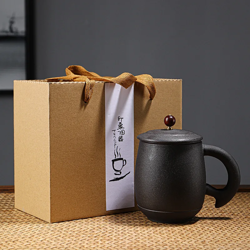 

Japanese Style Simple Retro Tea Separation Tea Cups Water Cups Ceramic High-quality High-value Coffee Mugs Tumbler With Straw