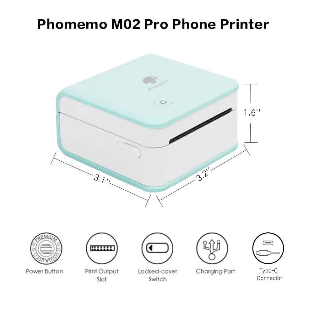 Карманный принтер Phomemo M02 Pro устройство для изготовления золотых наклеек подходит