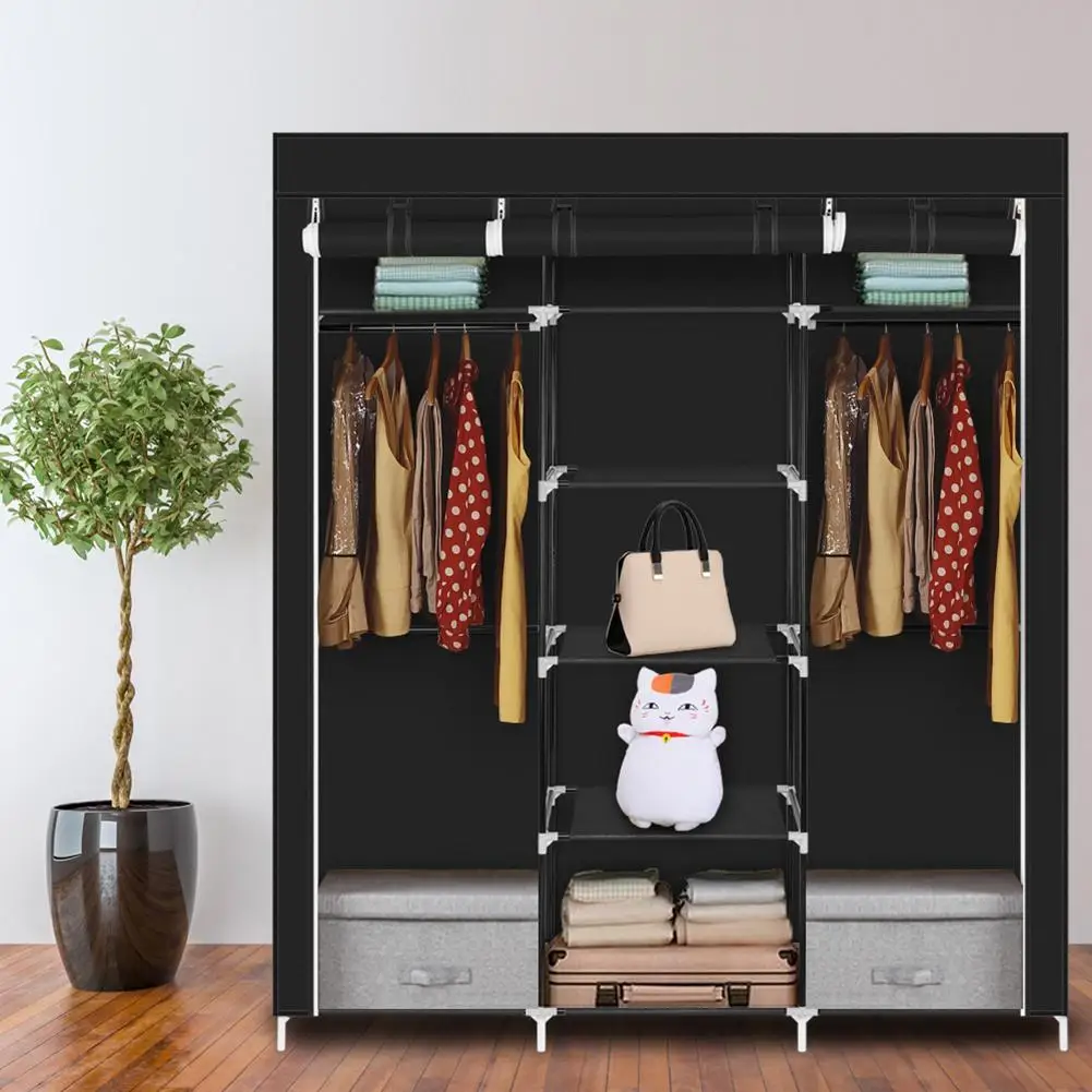 

Folding Non-woven Fabric Wardrobe Organizer Clothes Storage Cabinet DIY Assembly Dustproof Wardrobes Closet