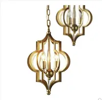 New American country retro wrought iron stickers gold foil creative chandelier Nordic living room dining room study gold chandel