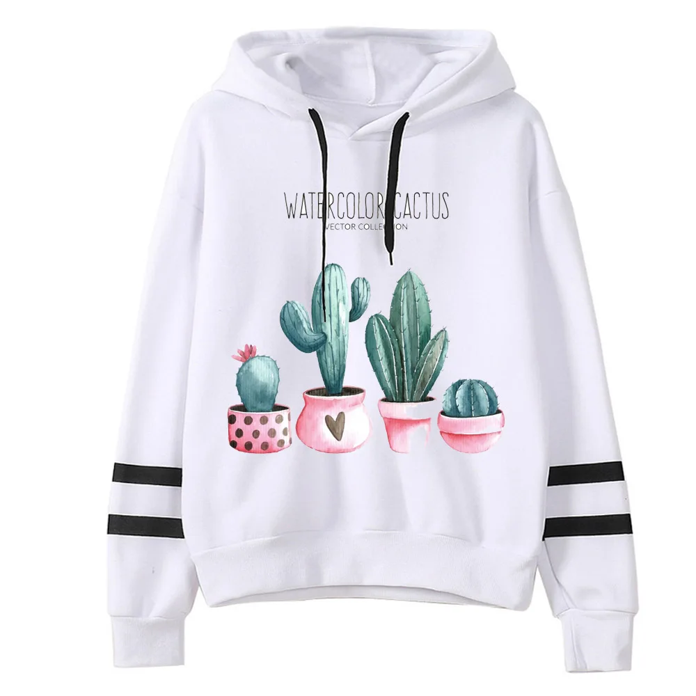Осень весна женские толстовки мультфильм Кактус печати Harajuku с длинным рукавом