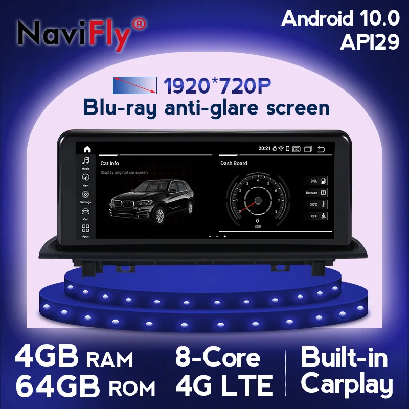 

Navifly Android 10.0 4G 64G Car DVD GPS player for BMW X1 F48 2016 2017 NBT System Built in Carplay Android Auto With 4G LTE DSP