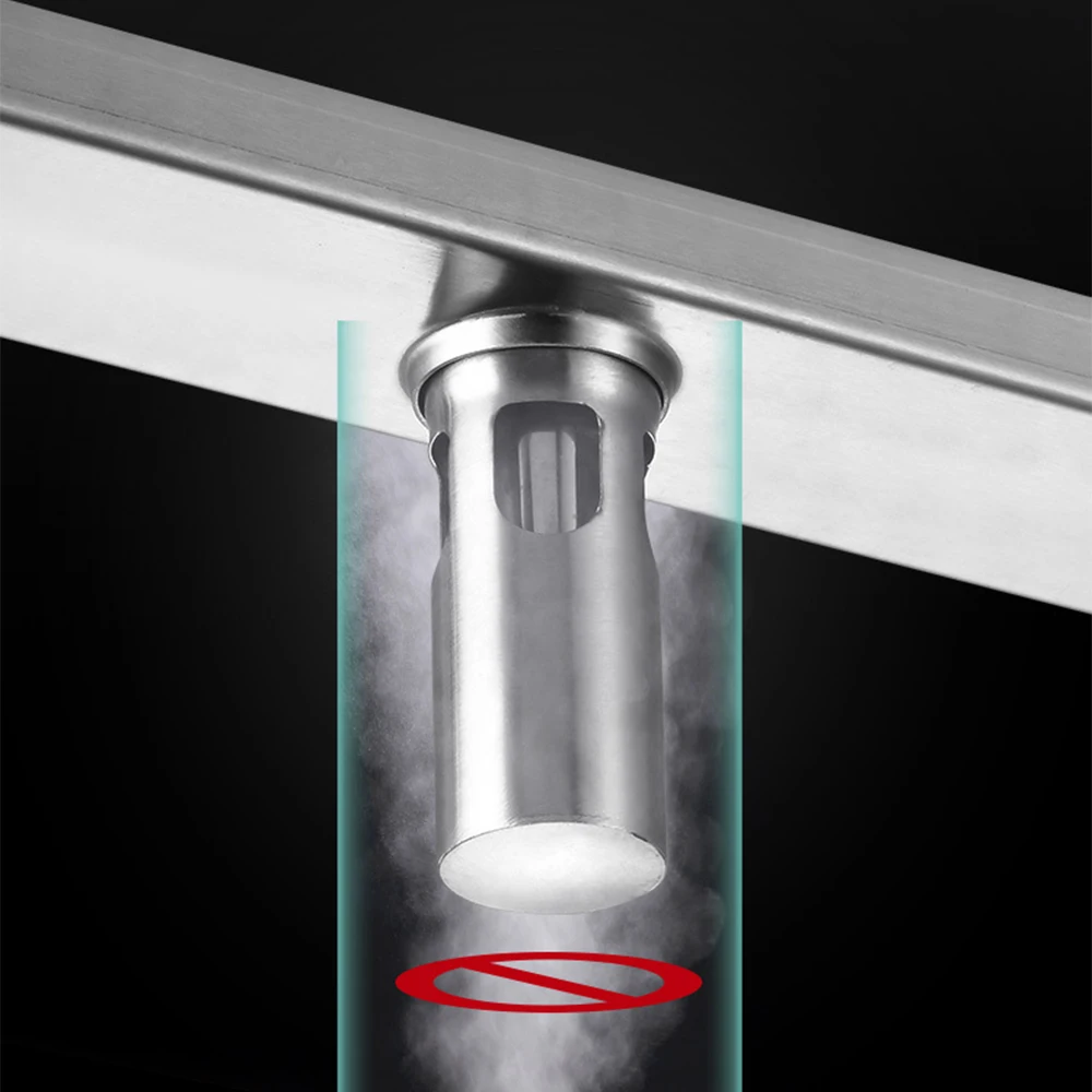 20 100cm invisible side outlet floor drain silver stainless steel bathroom shower drainage rectanle waste drain strainer free global shipping