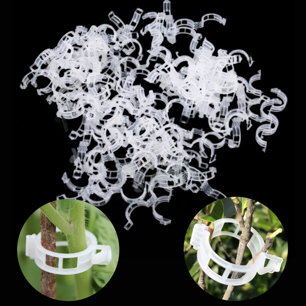 

100pcs 25mm Reusable Plastic Plant Support Clips Clamps for Plant Hanging Melon Vine Cantaloupe Tomato Garden Greenhouse Clips