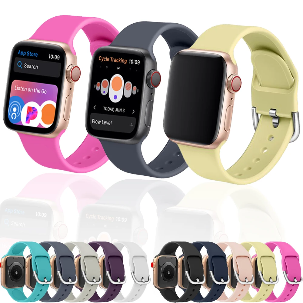 Силиконовый спортивный ремешок для apple watch 4 3 42 мм 38 iwatch series 2 1 44 40 pulseira браслет Correa