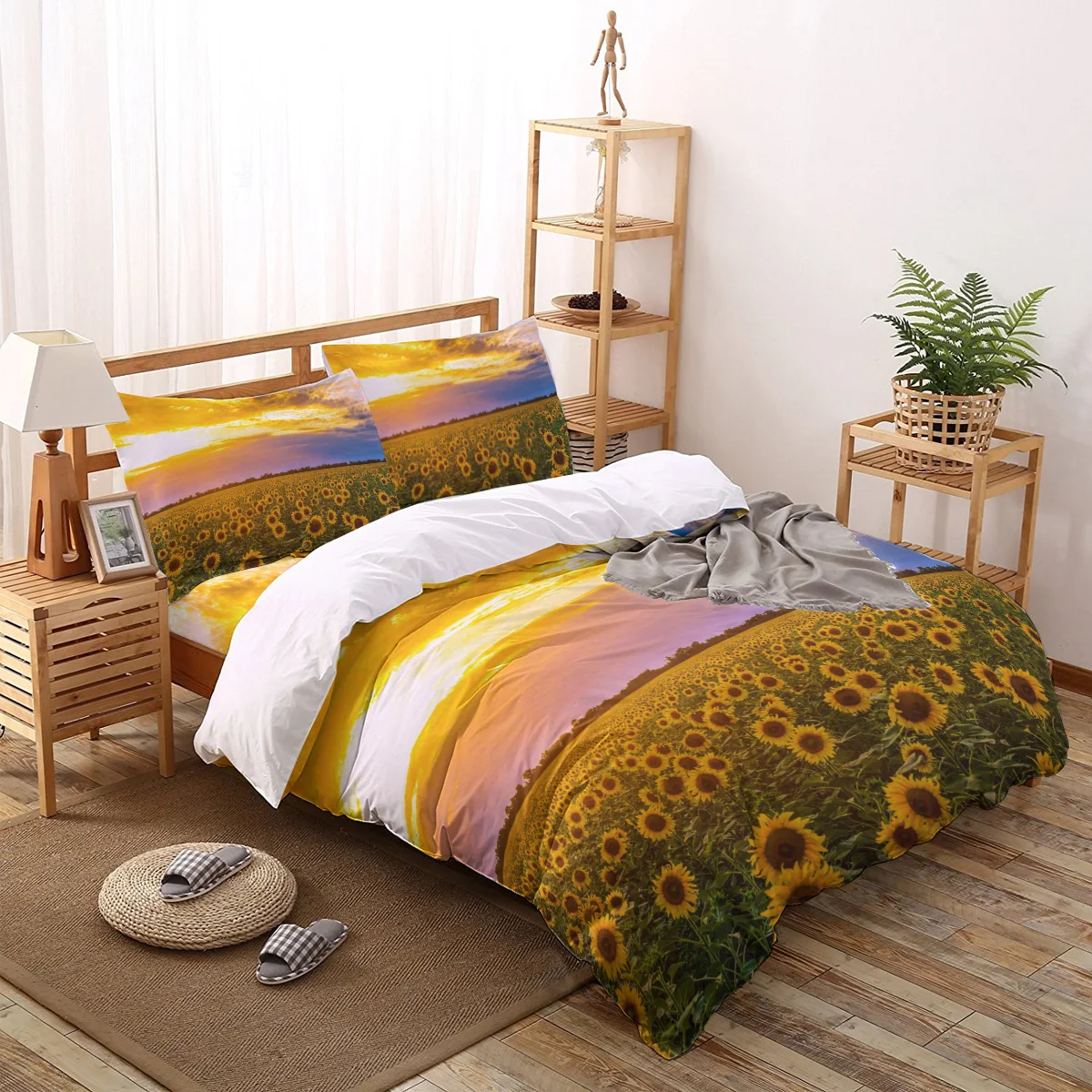 

Sunflower Flower Field Print Comforter Bedding Set Duvet Cover Set Queen King Bed Home Housse De Couette Gift