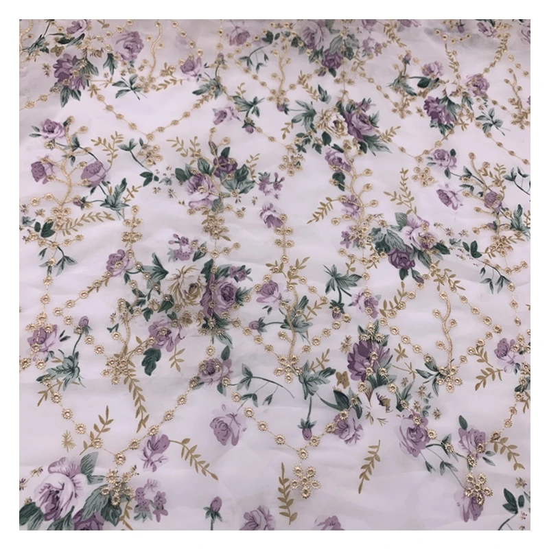 Exquisite bestickten chiffon stoff mit kleine floral bedruckte stoff nähen material für cheongsam high-end-kleidung – Detail 20