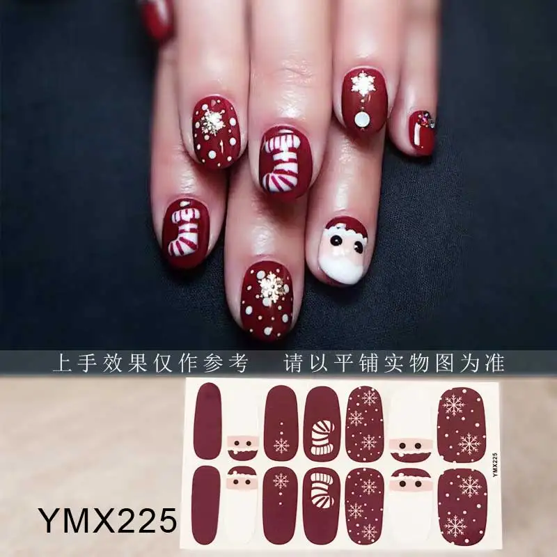 1 шт. наклейки для ногтей с полным покрытием 14 кончиков рождественской серии