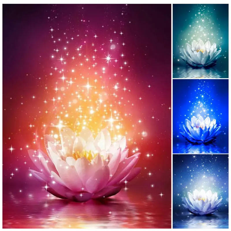 

5D DIY Diamond Painting Kits Water Lotus Full Square/Round Drill Embroidery Flower Cross Stitch Wall Stickers Home Decor Gift