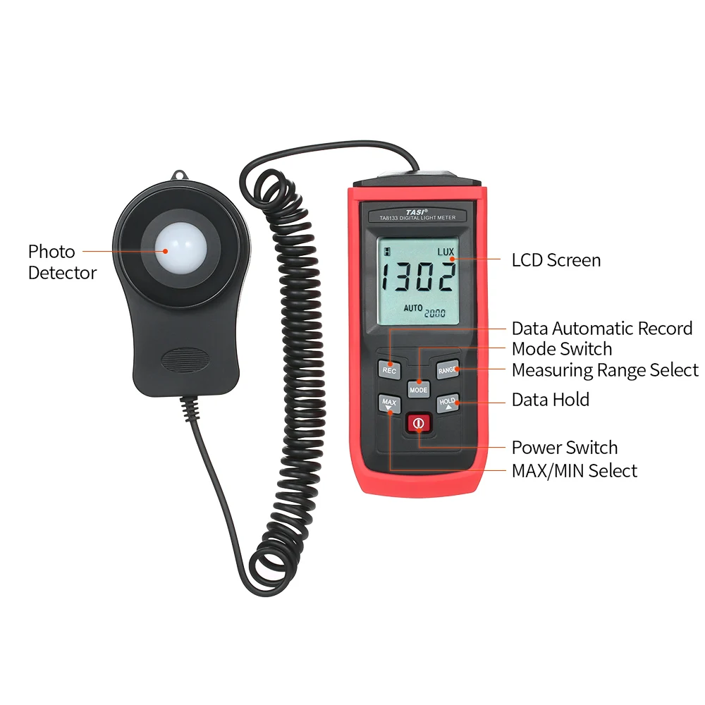 

TASI Handheld Mini LCD Luminometer Digital Photometer Luxmeter Light Meter 0-199999 Lux Illuminance Meter Digital LUX Meter