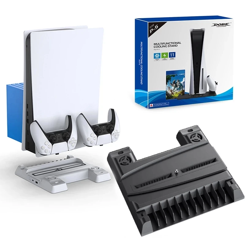 

TP5-0593 For PS5 Game Console Cooling Fan Dual Charger For PS5 Charging Stand Cooler Disc Storage Stand