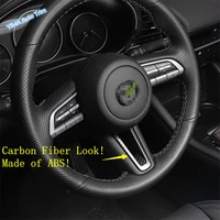 lapetus auto styling steering wheel frame cover trim fit for mazda 3 2019 2022 abs carbon fiber look interior refit kit