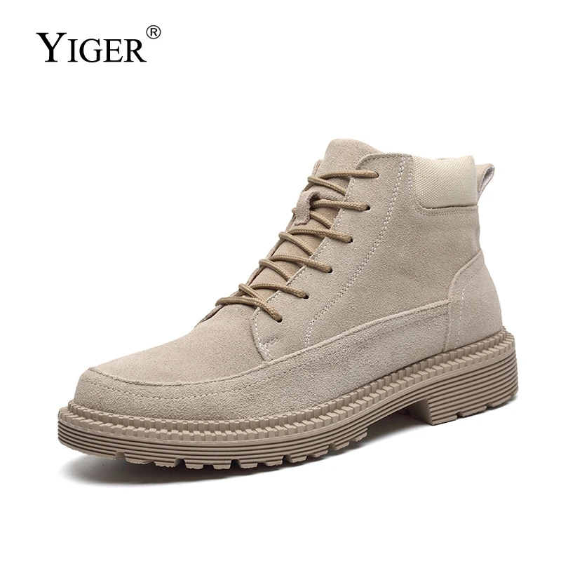YIGER/Новые мужские ботинки martins рабочие из замши сезон осень зима теплые
