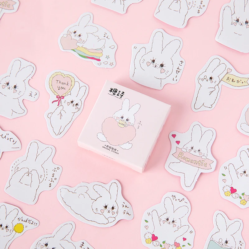 Мохамм 45 листов Kawaii мультфильм милый белый кролик Васи Маскировочная наклейка Скрапбукинг Девушка школьные принадлежности канцелярские принадлежности