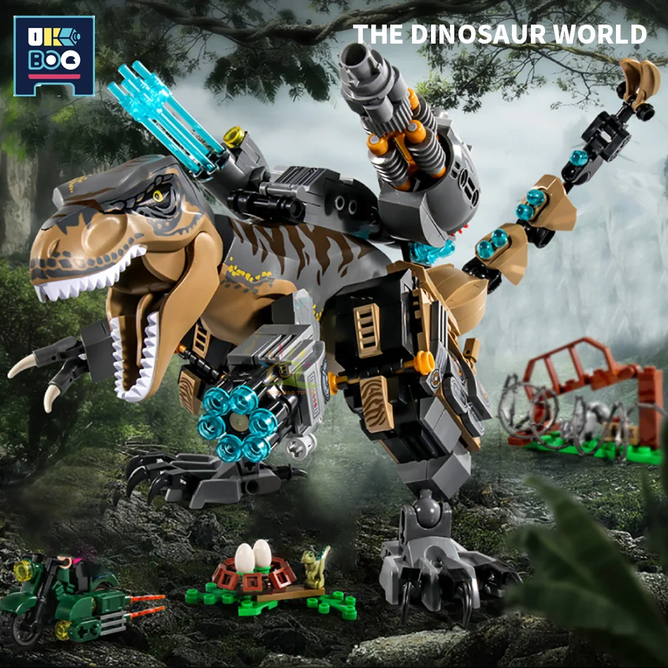 

610pcs City Dinosaur Mechanical Mutant Tyrannosaurus Building Blocks Weapons Figures Dragon World Bricks Toys For Children Gift