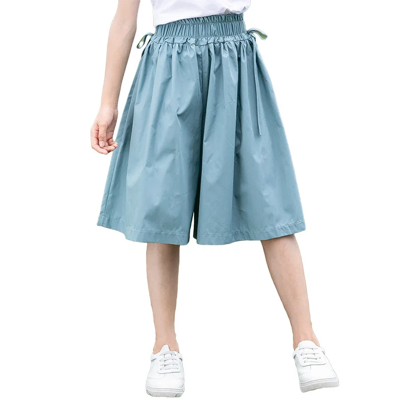 Шорты хлопковые для девочек подростков свободные штаны с широкими штанинами