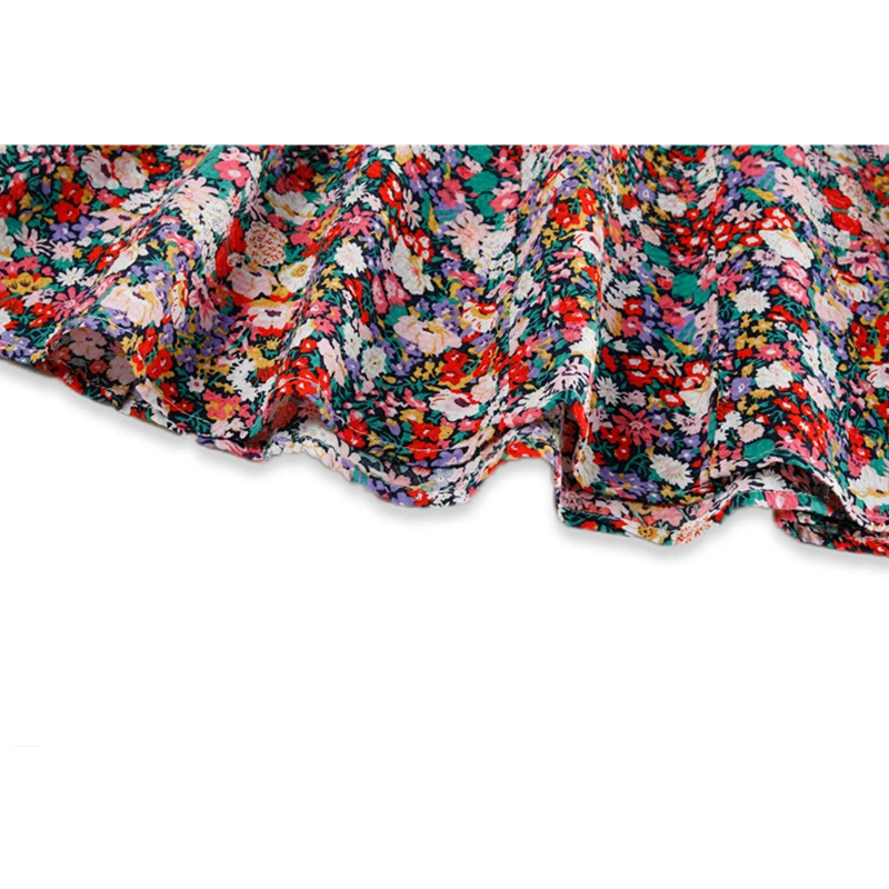 

Women's Dress With Belt 2021 Summer Floral Print Prairie Chic V Neck Lace Up Slim Dresses Knee-Length Retro Beach Holiday Frcoks