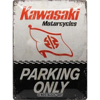 retro tin sign kawasaki parking only gift idea for motorcycle fans metal plaque vintage design for wall decoration