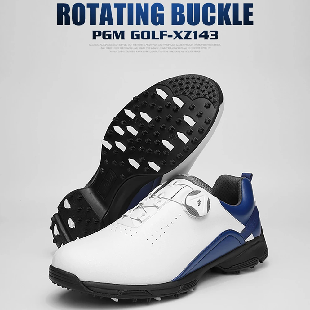 2022 New PGM Golf Shoes Men's Waterproof Breathable Sports Shoes Male Rotating Shoelaces Sports Sneakers Non-slip Trainers XZ143
