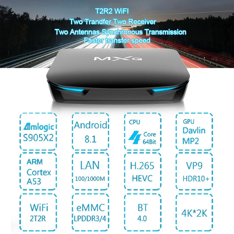 MXQ G12 S905X Смарт ТВ приставка Android 8 1 Bluetooth 4 2 беспроводной 2T2R HDMI KODI18.0 телеприставка
