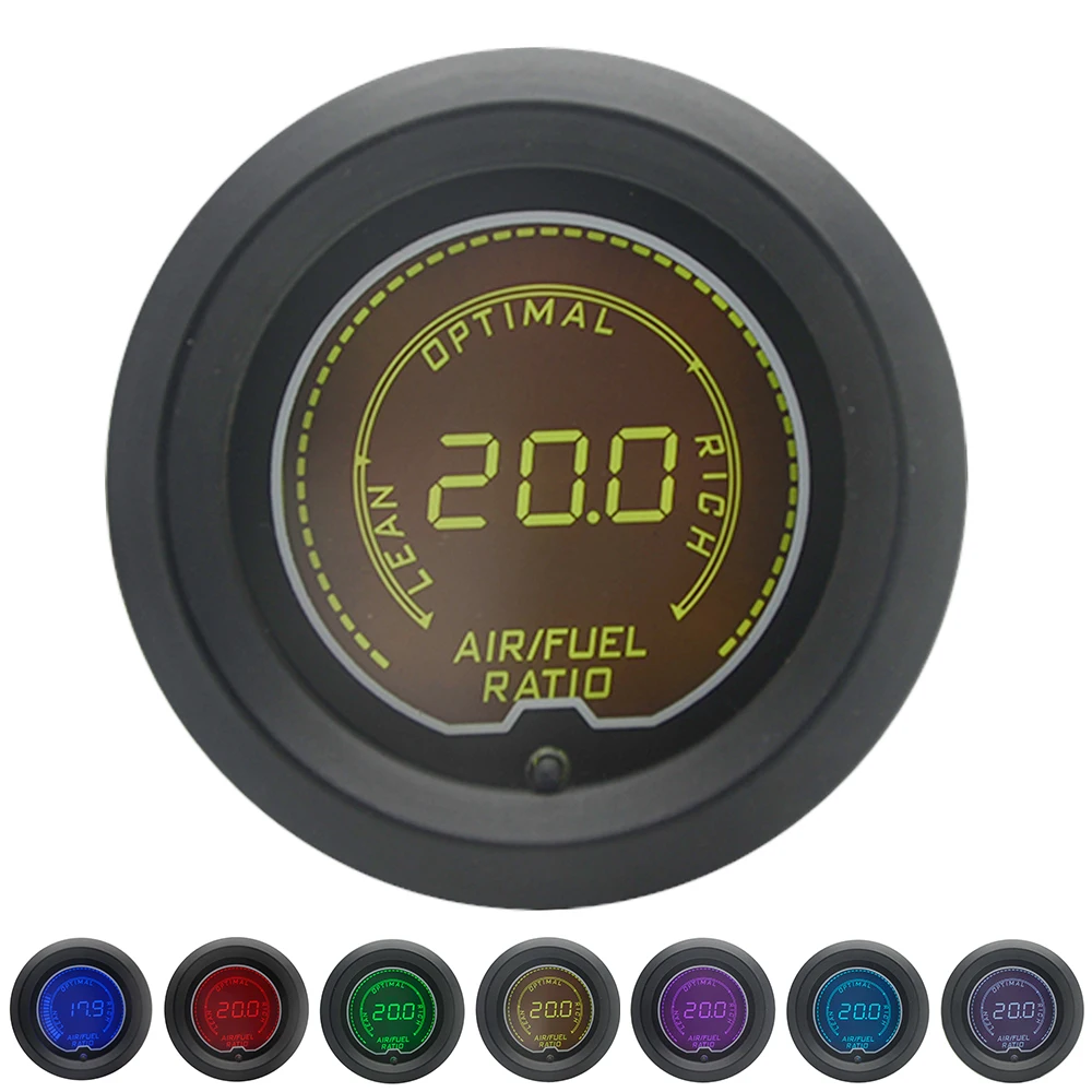 52 мм Датчик соотношения топлива для воздуха цифровой ЖК-дисплей 7 цветов сигнал