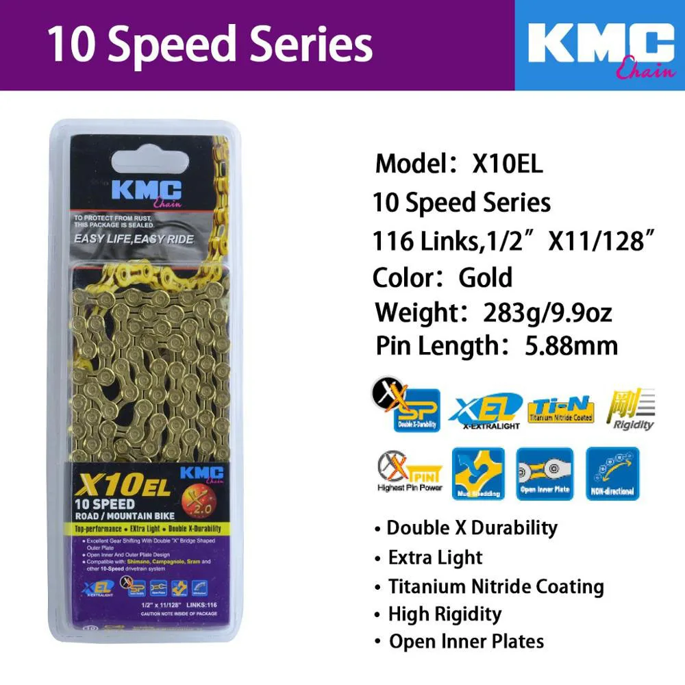KMC X8 X9 X9sl X10 X10sl X11SL Z99 велосипедная цепь 9S 10S 11S золото для MTB/шоссейного велосипеда fo Shimano/SRAM 8 9 10 11 скорость 116л/цепной велосипед