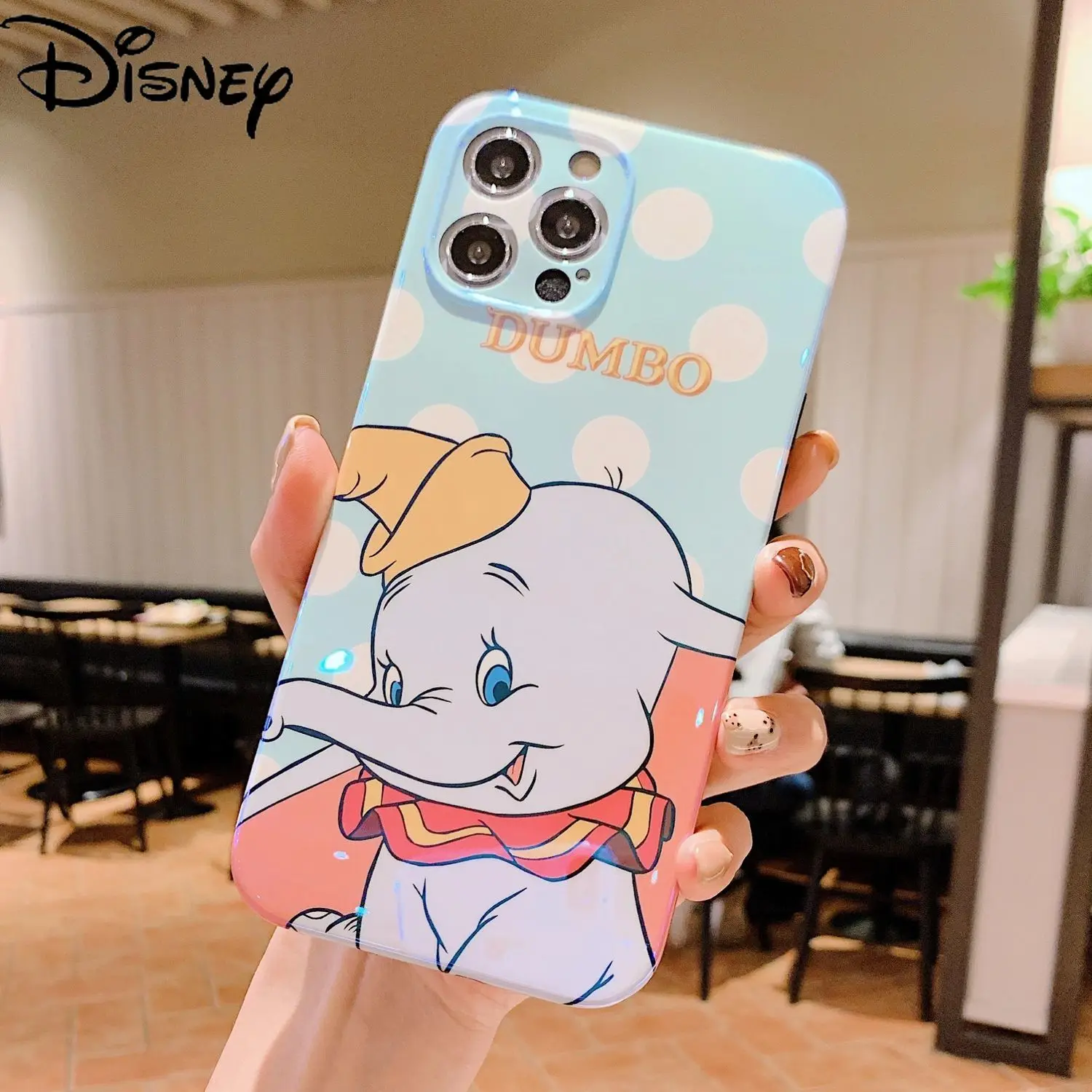 

Disney cartoon cute Dumbo couple Blu-ray couple mobile phone case with stand for iPhone12mini /12promax/iPhonex/xs xr/7/8plus