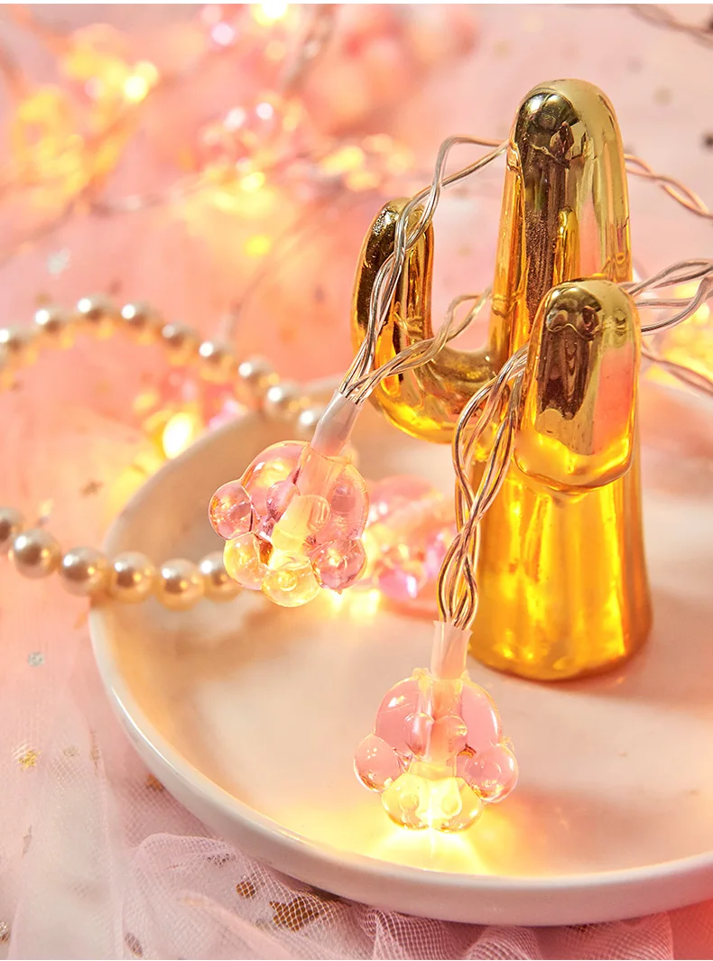 Фея милый розовый кот следы батарея USB разъем гирлянды 3 м светодиодный украшения