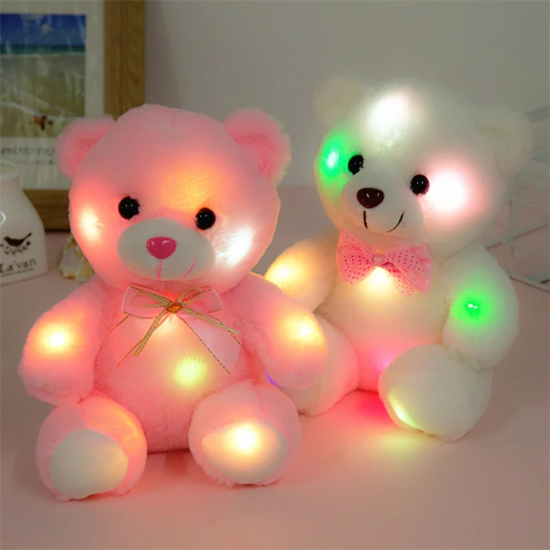 

Plush LED Sensing Teddy Bear Stuffed Animal Bedtime Companion Luminous Plush Toys Exquisite Birthday Festival Gifts Pink/White