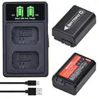 Аккумуляторы и зарядное устройство NP FW50, 2 шт., 2160 мАч, батарея NPFW50 NP-FW50 + светодиодное встроенное USB зарядное устройство, для Sony A6000, A6400, A6300, A6500, A7, A7II, A7RII, A7