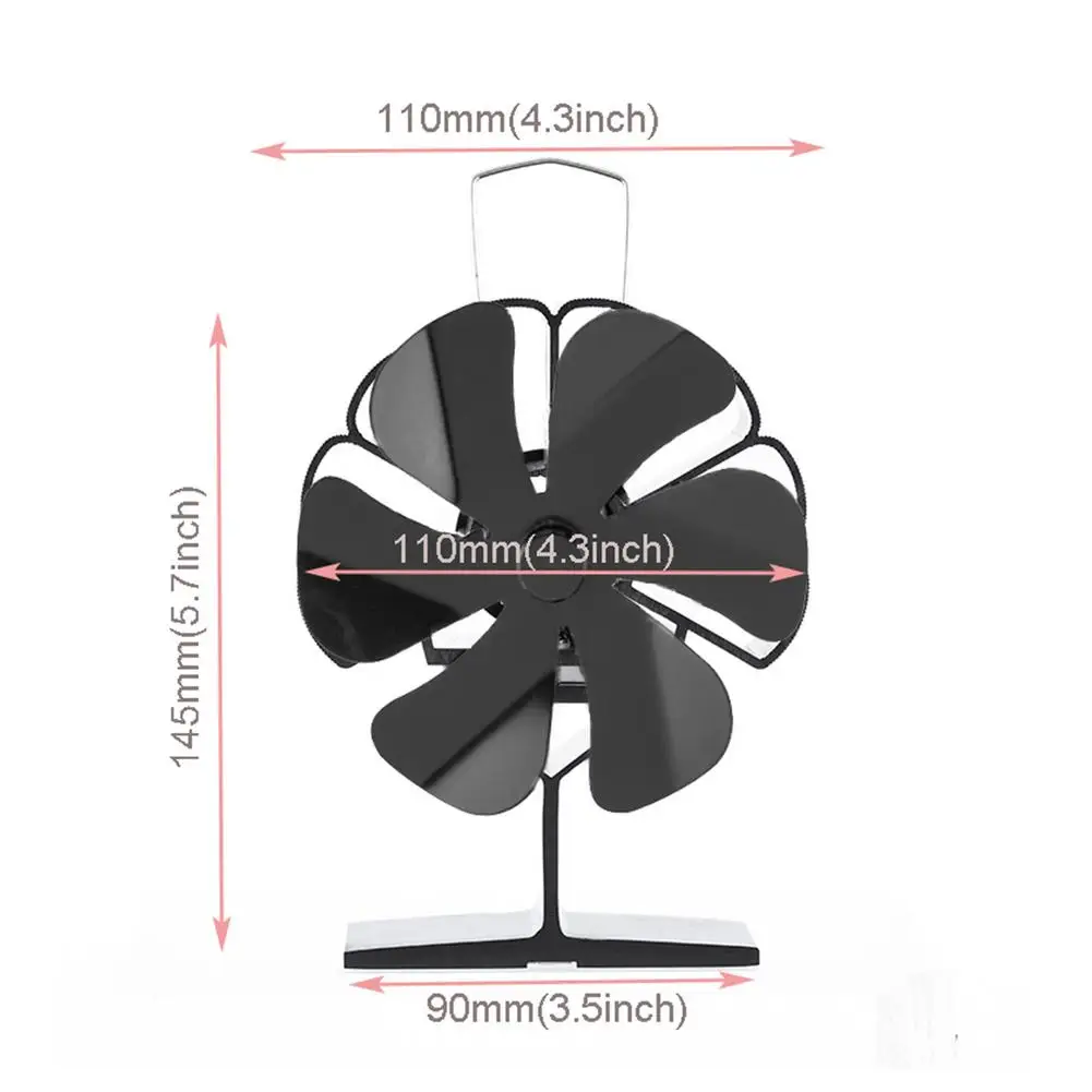 Черный камин 6 /5 лезвий стандартная деревянная горелка эко-вентилятор Тихий