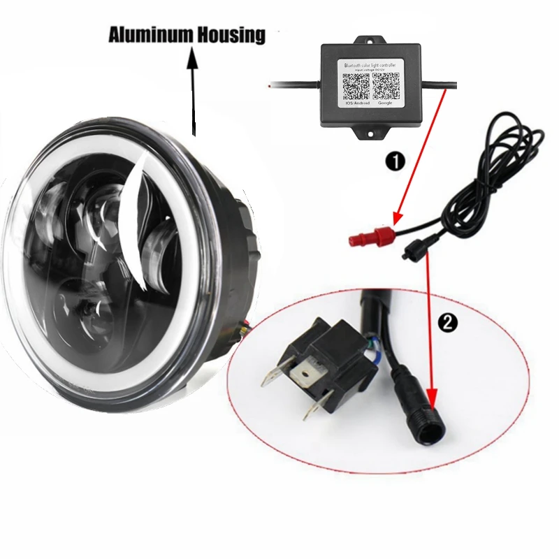 5-3/4 5,7" RGB Halo светодиодный налобный фонарь для мотоцикла DRL для уличного Боба, спортстера, Wide Glide, Dyna, Softail, Iron 883