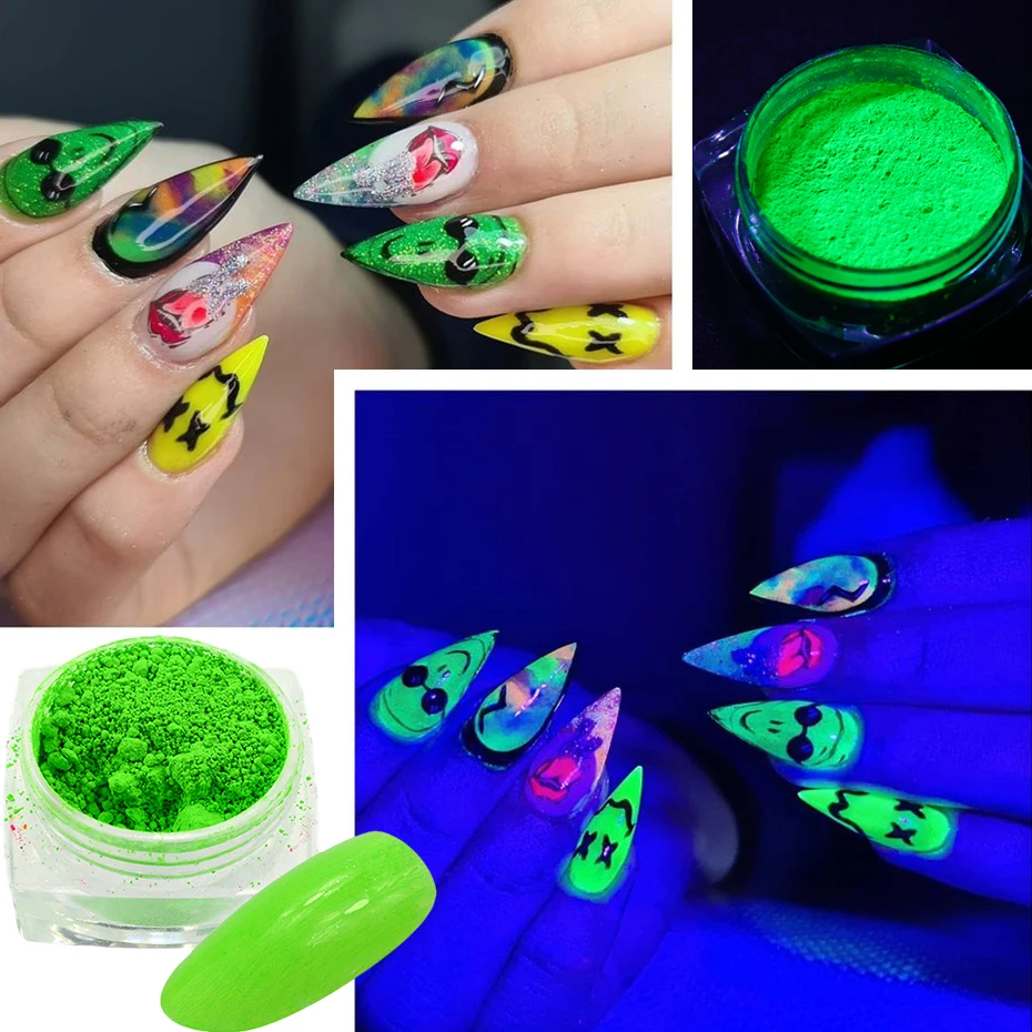 Неоновый Пигмент Ногтей Блеск Флуоресценции Русалка Втирание Лак Для Порошок