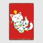 Белый Рождественский металлический плакат с котенком, кинотеатр, гостиная, паб, гараж, дизайн стен, Декор, жестяные плакаты