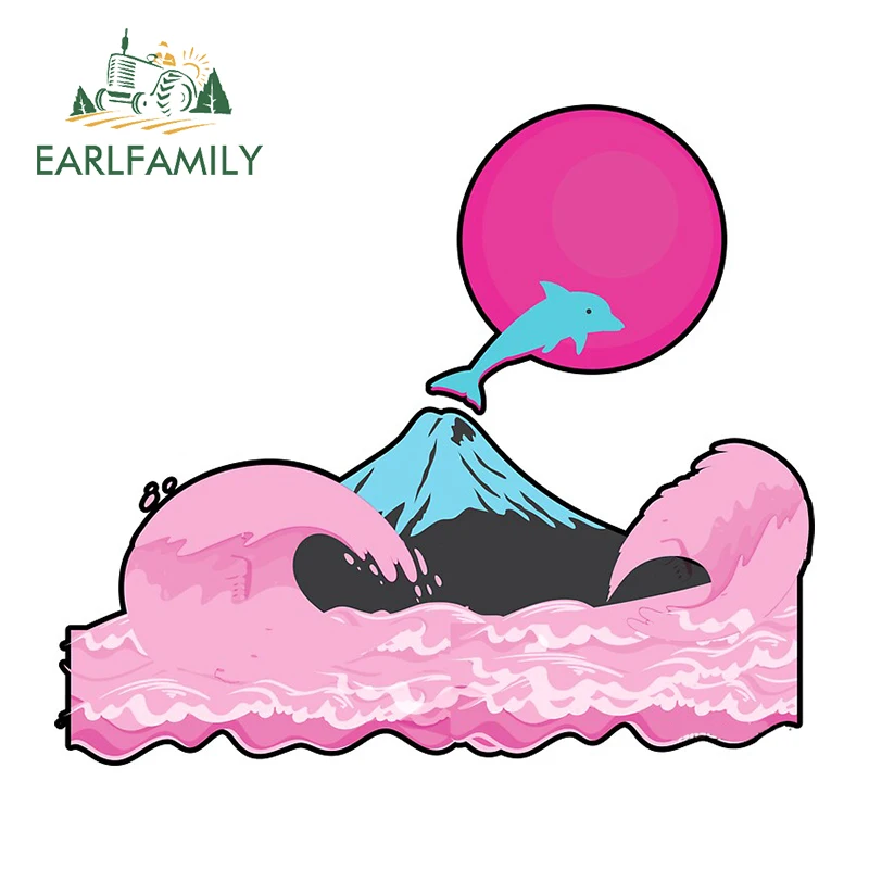 

EARLFAMILY 13cm x 11.5cm Wave Japanese Aesthetic Auto Car Stickers Waterproof Car Motorcycle Window Decals Car Accessories