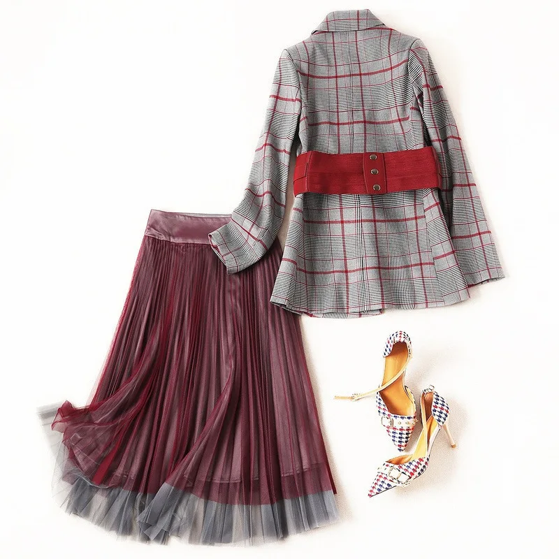 Весенне-осенний женский комплект одежды 2020 винтажный элегантный офисный из двух