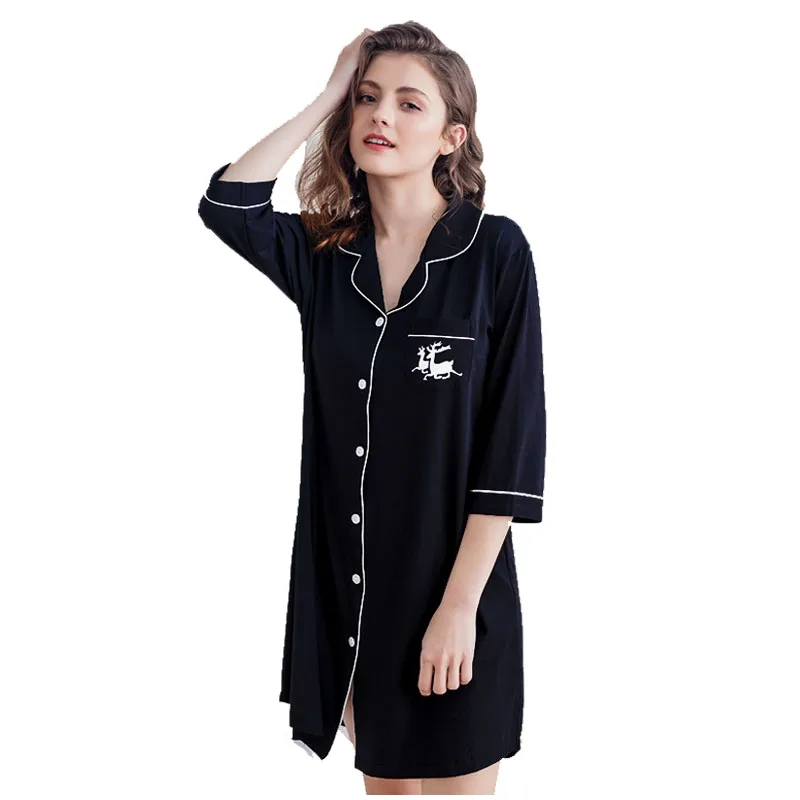 Женская хлопковая ночная рубашка одежда для сна размера плюс из хлопка с длинным