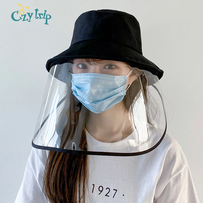 Шляпа ведро с прозрачным козырьком и защитой от пятновыводства антислюна