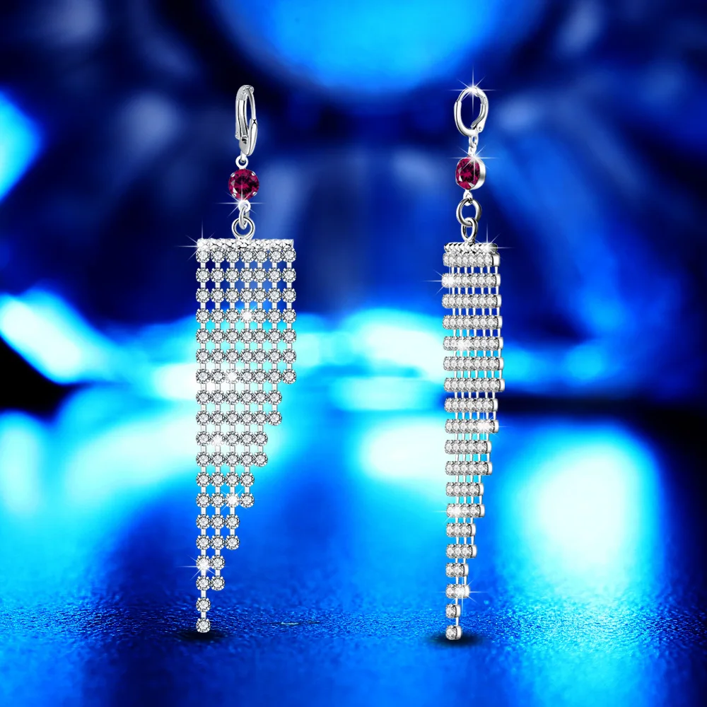 Роскошное прозрачное Кристальное длинные серьги с кисточками женские ювелирные