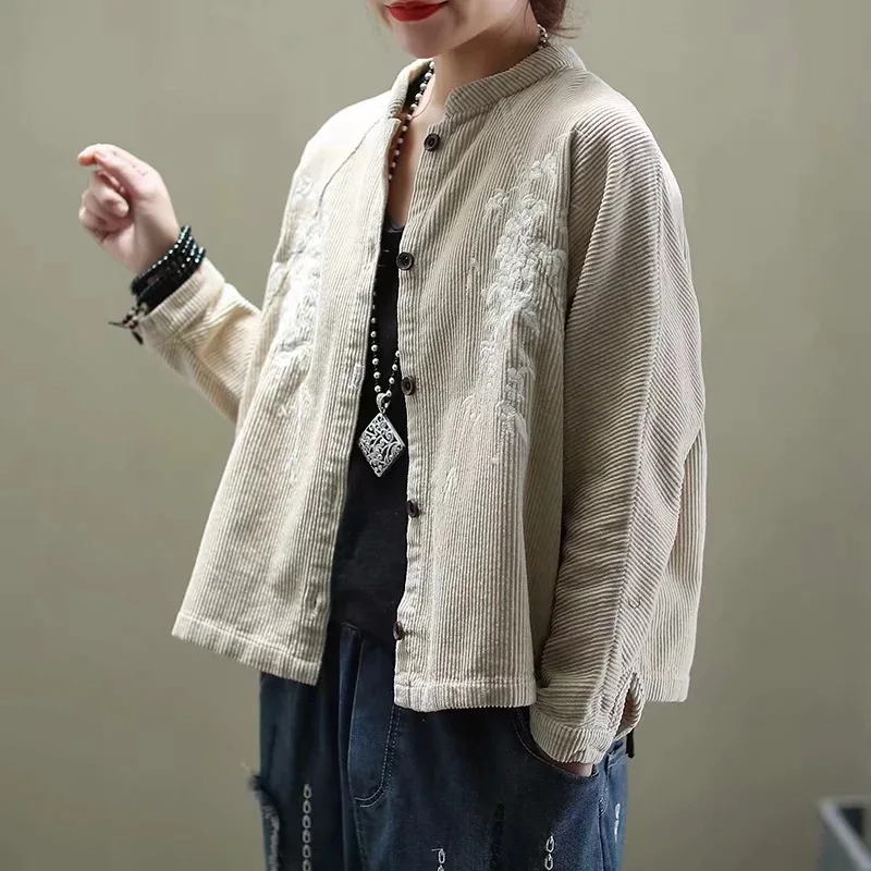 Женская Вельветовая куртка Max LuLu повседневная в стиле оверсайз китайском с