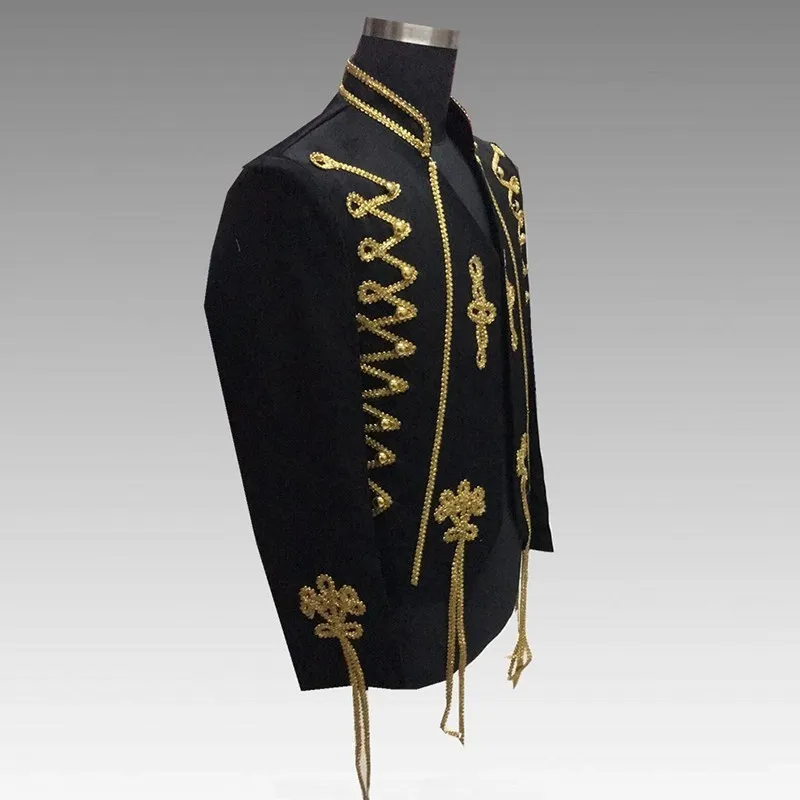 Мужской Блейзер золотого цвета сценические костюмы для выступления|Смокинги и -